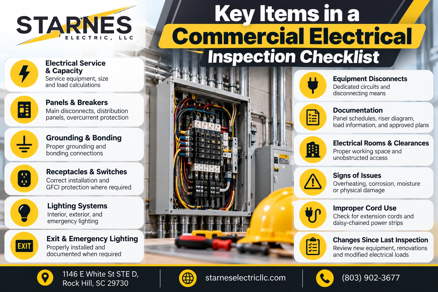 Commercial Electrical Code Compliance Checklist for Rock Hill SC Middle