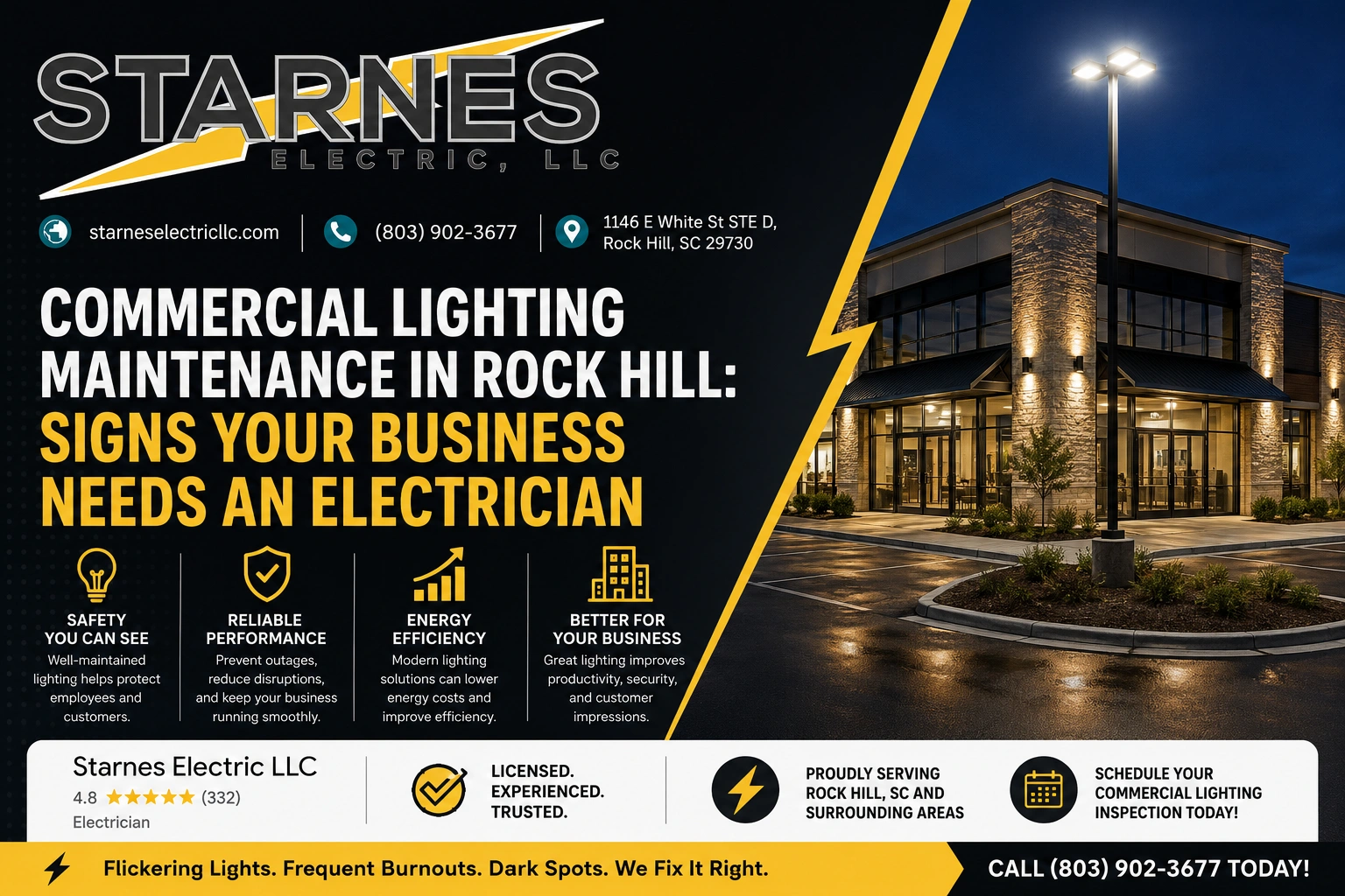 Commercial Lighting Maintenance in Rock Hill Signs Your Business Needs an Electrician