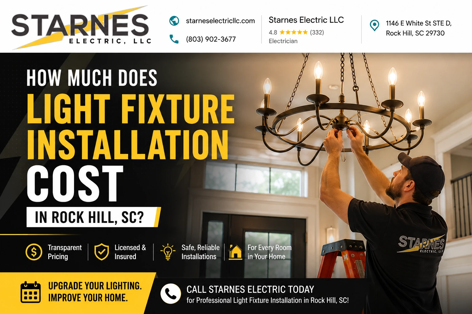 How Much Does Light Fixture Installation Cost in Rock Hill, SC