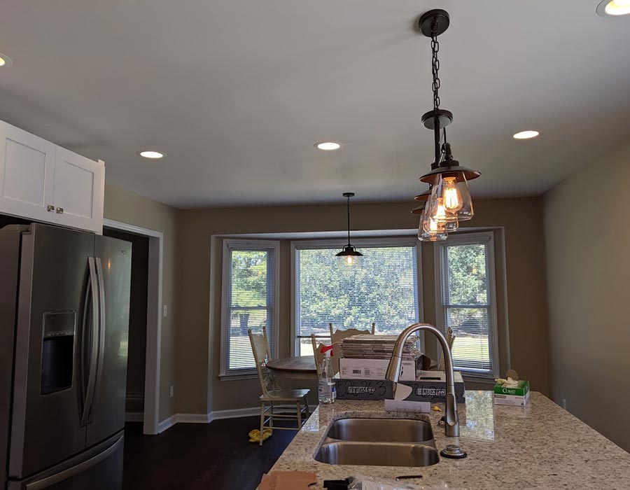 Starnes Electric | York County | pendants and table light in kitchen