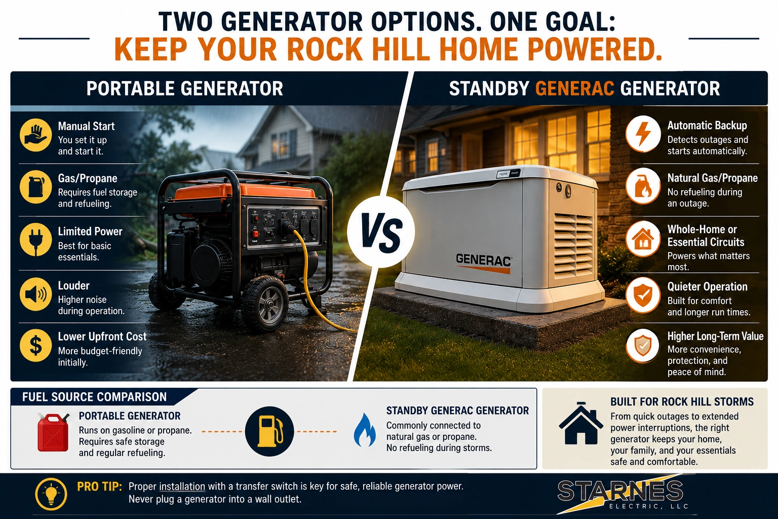 Portable Generator vs. Standby Generac Which Fits the Rock Hill Storm Profile Middle