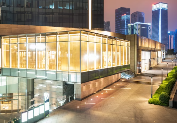 commercial building at night