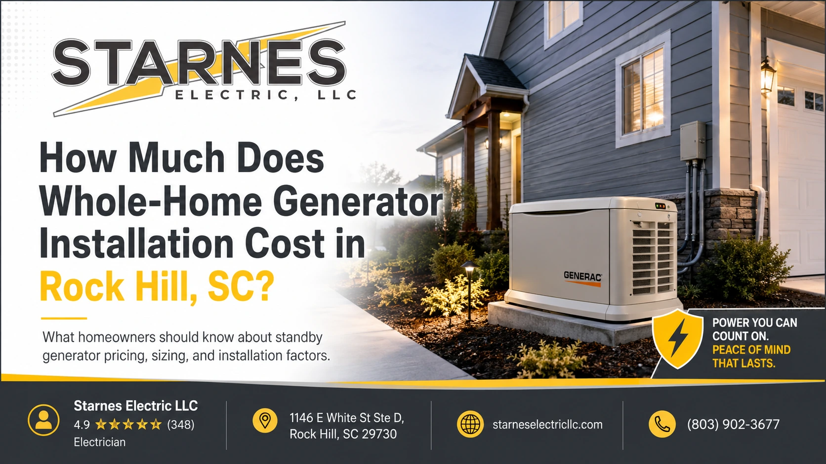 How Much Does Whole-Home Generator Installation Cost in Rock Hill, SC?